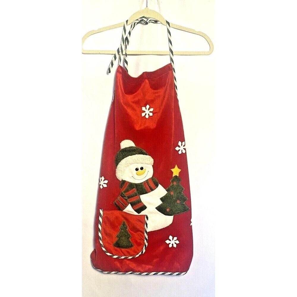 Vintage Currant Apron Duster Smock Christmas Santa with Pockets